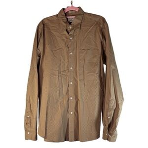 J. Crew Secret Wash Stretch Slim Fit Shirt Brown/Blue Micro-Dot Men’s M